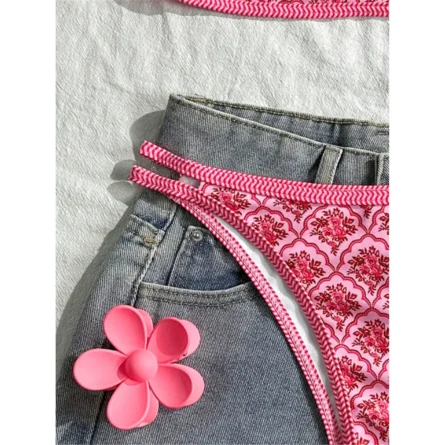 Stay Until Sunrise: Flower Underboob Bikini for Chill Beach Vibes - Image 9