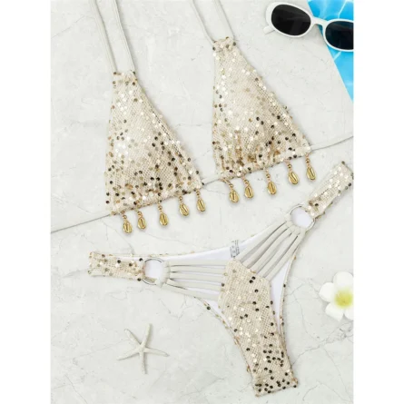 Micro Sequin Bikini with Elegant Detail and Eye-Catching Design - Image 3