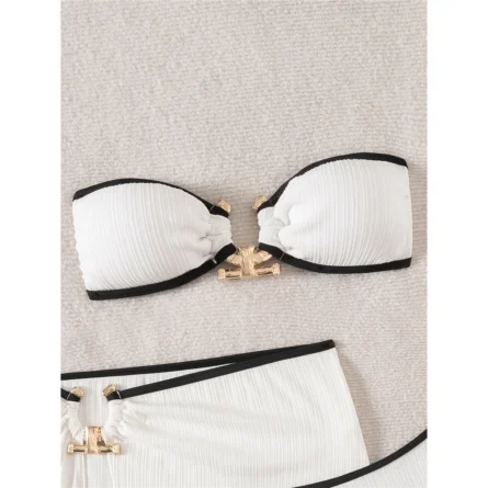Sail Away in Style Three-Piece Bikini Set with Skirt - Image 5