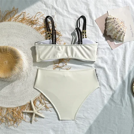 Golden Seashell Twist-Front Bikini Set for Effortless Beach Elegance - Image 7