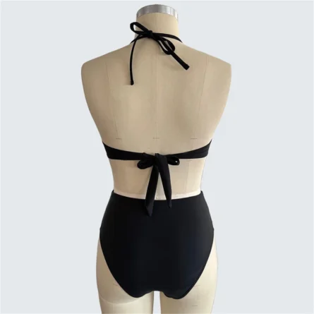 Cut Out Chic Black High-Waisted Bikini with Ring Details - Image 8