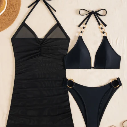 Arabella Halter Bikini Set with Cover Up Top