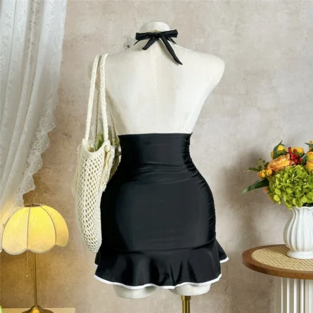 Chic Black Ruffled Swim Dress for Effortless Beach Elegance - Image 8