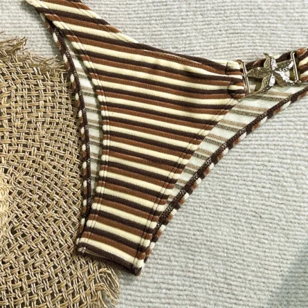 Starfish-Embellished Striped Bikini Set - Image 17
