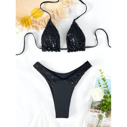 Glittering Nights Sequin Trim Bikini Set – Bild 9
