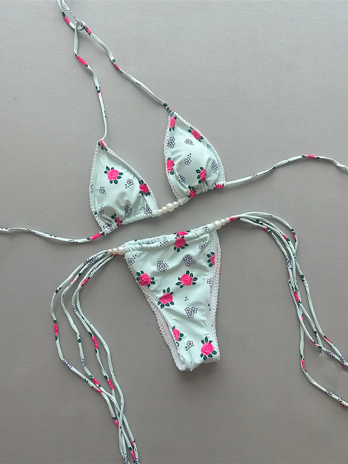 Sweet Floral Strings Micro Bikini - Sunset And Swim