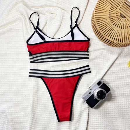 Sport Wave Mesh Two-Piece Bikini Set with See Through Under Boob - Image 15