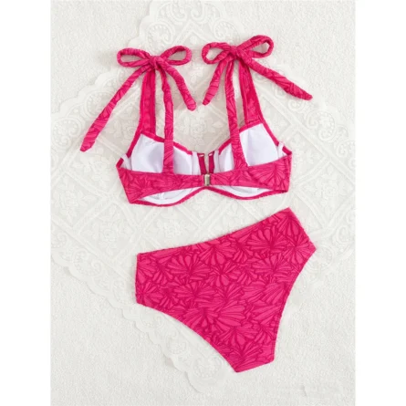 Chasing Sunsets Floral Bikini Set with Tie Straps and High-Waisted Bottoms - Image 3