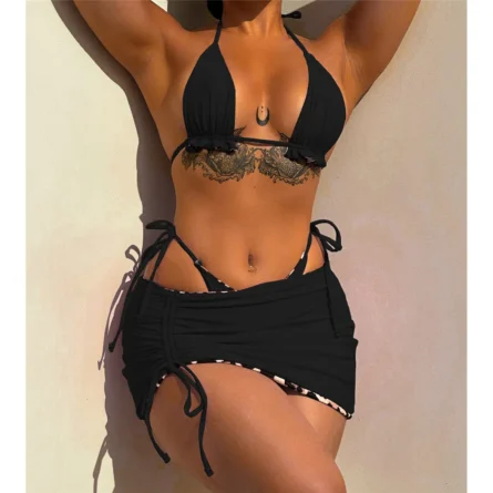 Two Unique Looks in One Bikini Reversible 3 Piece Set with Ruffle Detail - Image 19