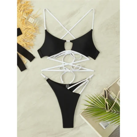 Sleek Cutout Micro Thong Bikini for Bold Beach Days - Image 3