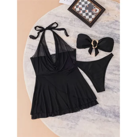 Elegance Bound Bandeau Bikini Three-piece Set - Image 4