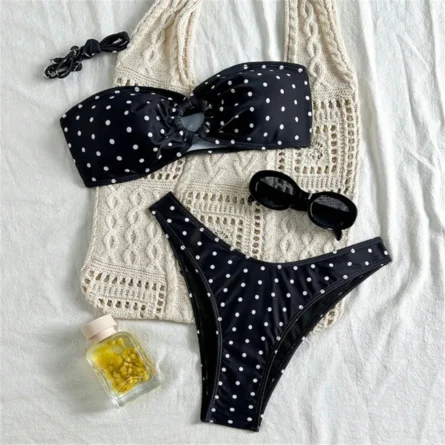 Polka Dot Bandeau Bikini - Image 2
