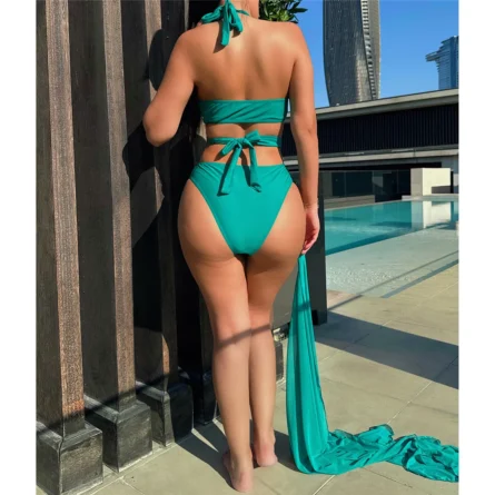 Bora Bora Cutout Swimsuit Set with Sarong for Effortless Beach Days - Image 5