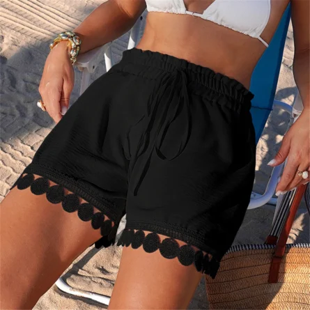 Ruffled Beach Shorts with Lace Trim - Image 10