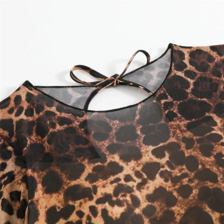 Leopard Long Sleeve Swimsuit with Matching Shorts - Image 8