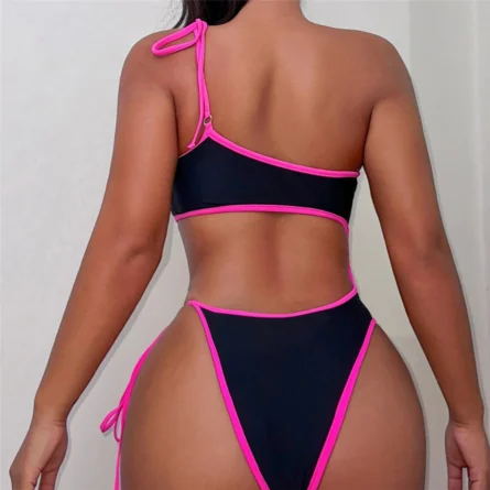 Isabella Chic One-Shoulder Cutout Monokini with Adjustable Ties - Image 9