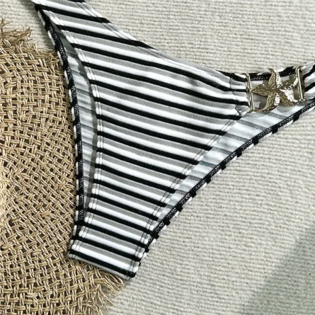 Starfish-Embellished Striped Bikini Set - Image 23