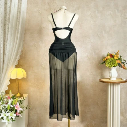 Deep Curve Push-Up One-Piece Swimsuit with Metal Ring Detail - Image 14