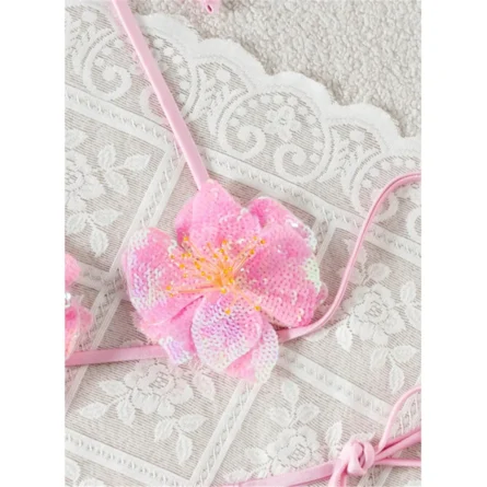 Wild But Unbothered Shiny 3D Flower Micro Bikini - Image 7