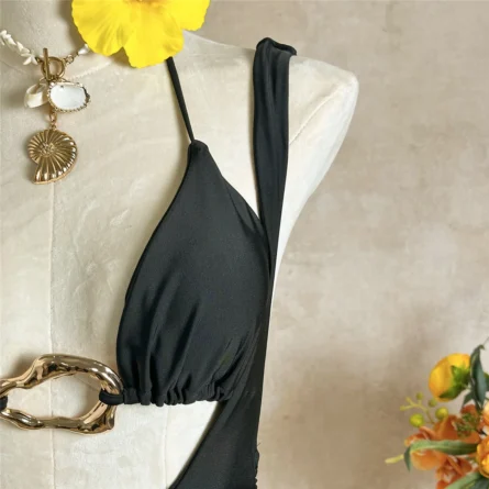Cutout Swimsuit with Gold Accent and Adjustable Ties - Image 13