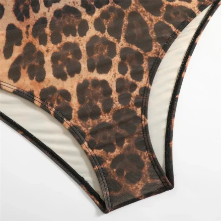 Leopard Long Sleeve Swimsuit with Matching Shorts - Image 10