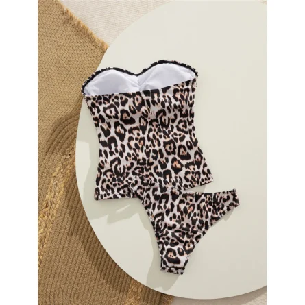 Leopard Bandeau Tankini Effortless Beach Elegance - Image 9