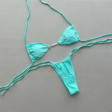 Pearl Dreams Soft Pearl Lace Micro Bikini Set - Image 2