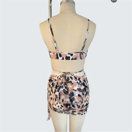 Wild Serenade Leopard Print Bikini Set with Wrap Skirt - Image 8