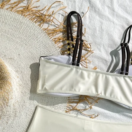 Golden Seashell Twist-Front Bikini Set for Effortless Beach Elegance - Image 10