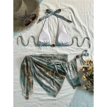 Dreamy 3-Piece Bikini Set with Chic Ties and Unique Print - Image 4