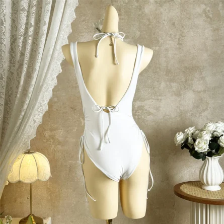 Cutout Swimsuit with Gold Accent and Adjustable Ties - Image 7