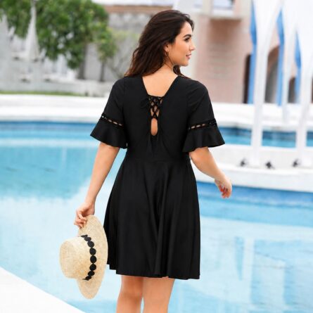 Casual Chic Lace-Up Swim Dress - Image 4