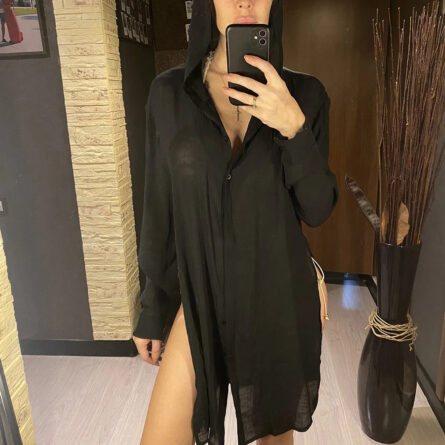 Ibiza Hooded Beach Cover Up Shirt - Image 8