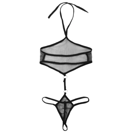 Enigma Halter Cut-Out Sheer Swimsuit - Image 4