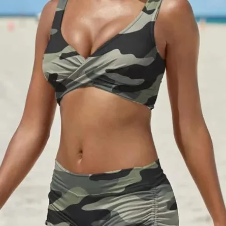 Beautiful Camouflage Print Shorts Bikini - Image 12