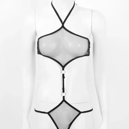 Enigma Halter Cut-Out Sheer Swimsuit - Image 2