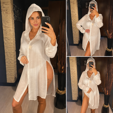 Ibiza Hooded Beach Cover Up Shirt - Image 4