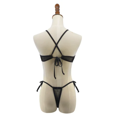 Fishnet Mesh Sheer Bikini Set – Ultra-Minimal See-Through Thong Bikini - Image 4