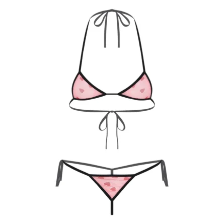 Pink Heart Mesh Sheer Thong Bikini Set - Image 7