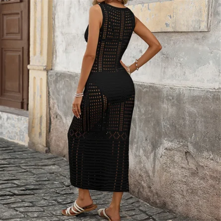 Breeze Away Boho Crochet Maxi Dress with Open Weave - Image 8