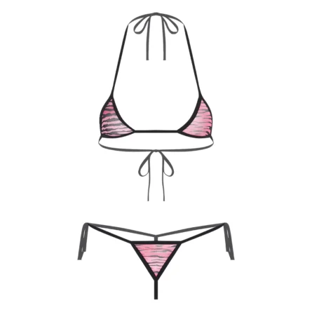 Pink Heart Mesh Sheer Thong Bikini Set - Image 10