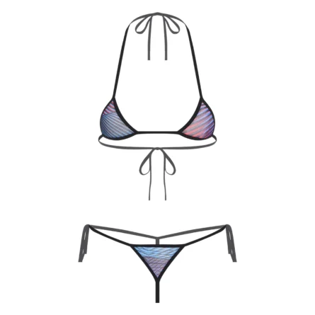 Pink Heart Mesh Sheer Thong Bikini Set - Image 8