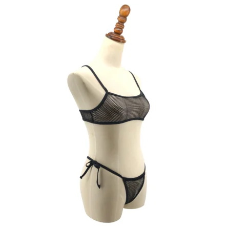 Fishnet Mesh Sheer Bikini Set – Ultra-Minimal See-Through Thong Bikini - Image 3
