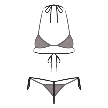 Pink Heart Mesh Sheer Thong Bikini Set - Image 2