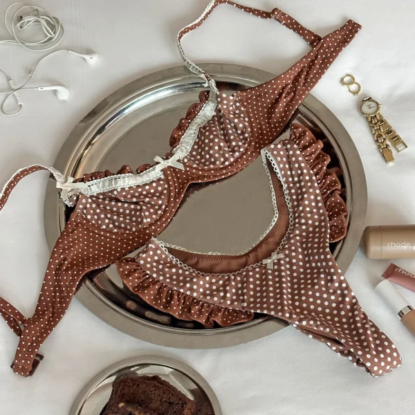 S5d36bc2125f24ef58e8231f50ede0e19d.webp Sweet Temptation Brown Polka Dot Bikini Set – Sunset And Swim