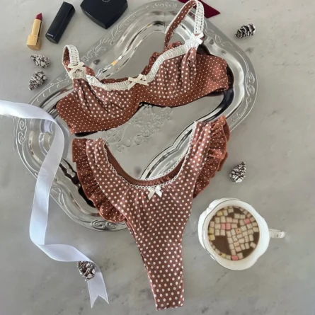 Sweet Temptation Brown Polka Dot Bikini Set – Sunset And Swim