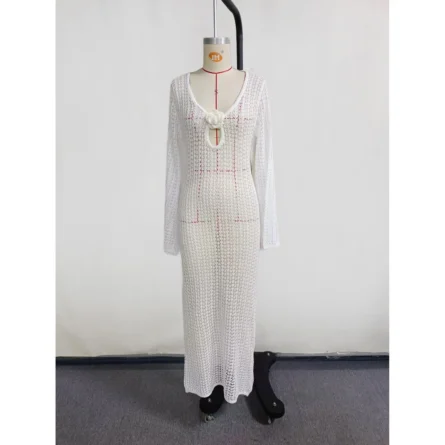 Isla Bloom 3D Flower Knit Beach Maxi Dress - Image 21