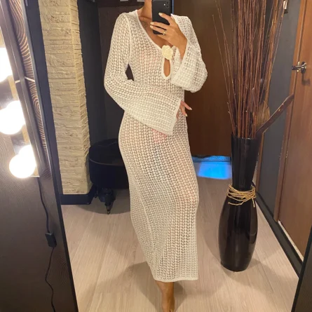Isla Bloom 3D Flower Knit Beach Maxi Dress - Image 6
