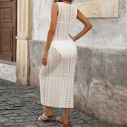 Breeze Away Boho Crochet Maxi Dress with Open Weave - Image 6