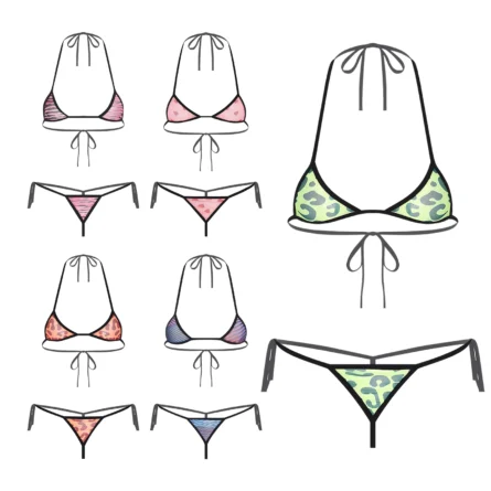 Pink Heart Mesh Sheer Thong Bikini Set - Image 12